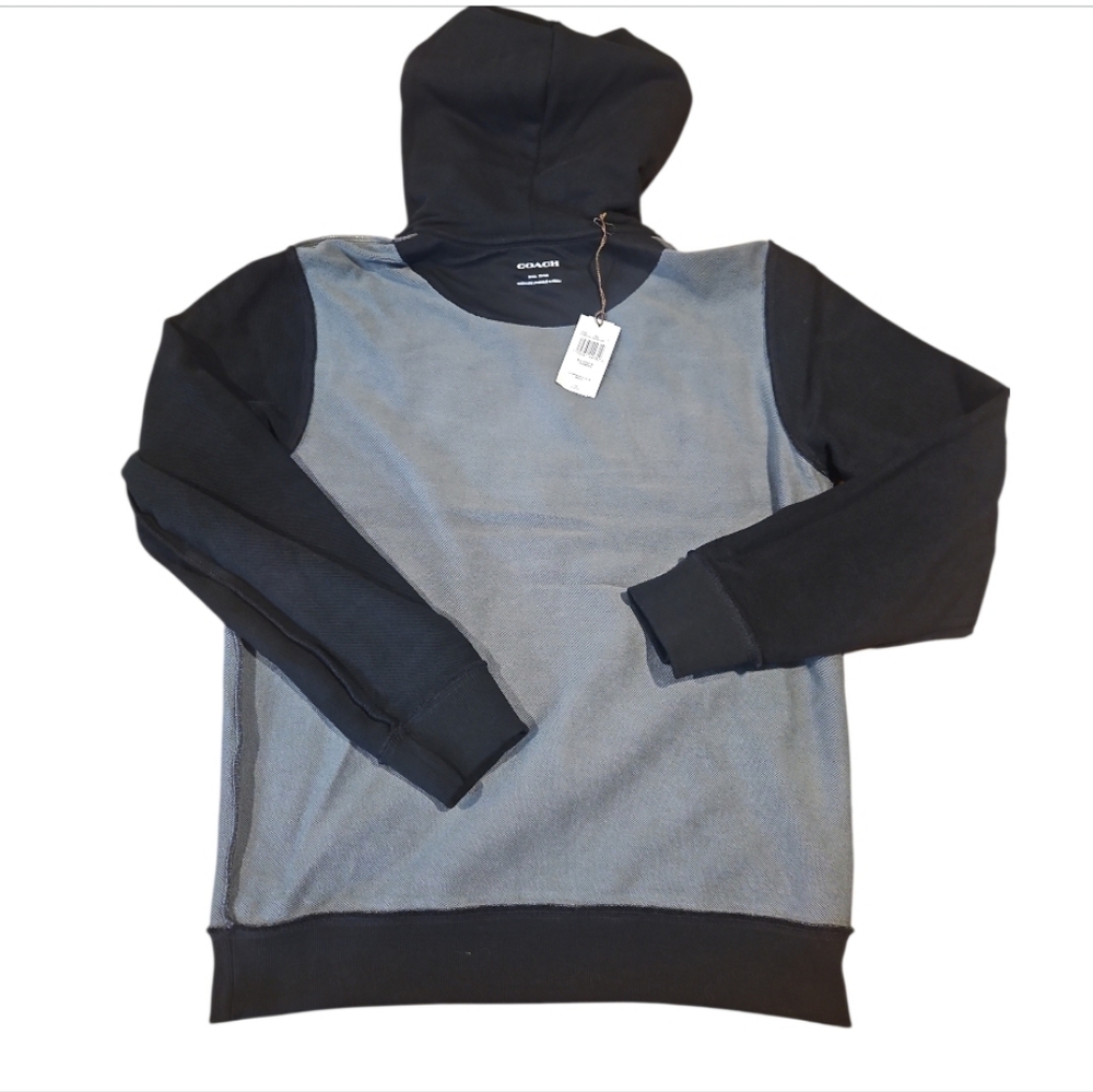 NWT Coach Organic Cotton Signature Logo Pullover Hoodie Black Gray S C0826 - Picture 6 of 12